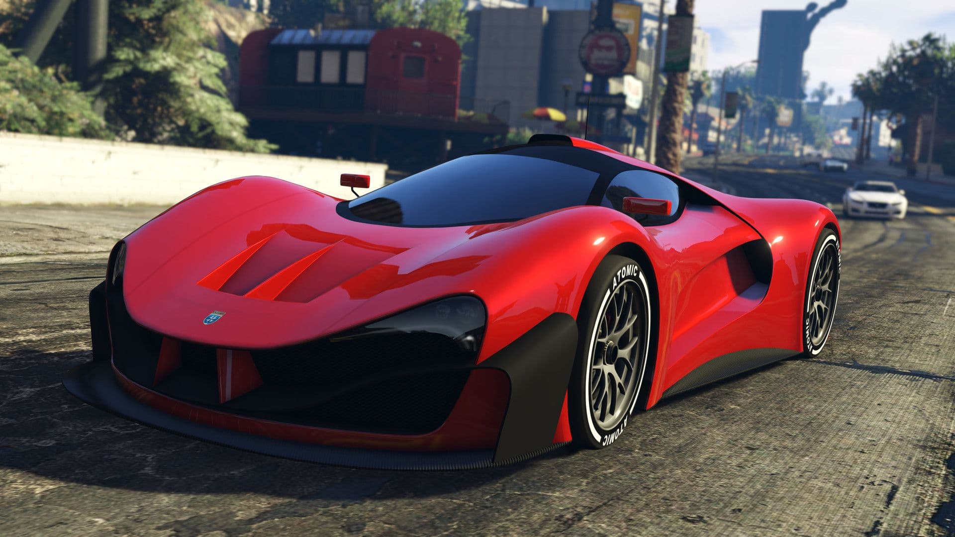 خودروی اسپرت قرمز در جادههای لس سانتوس؛ تصویر رسمی Grand Theft Auto V