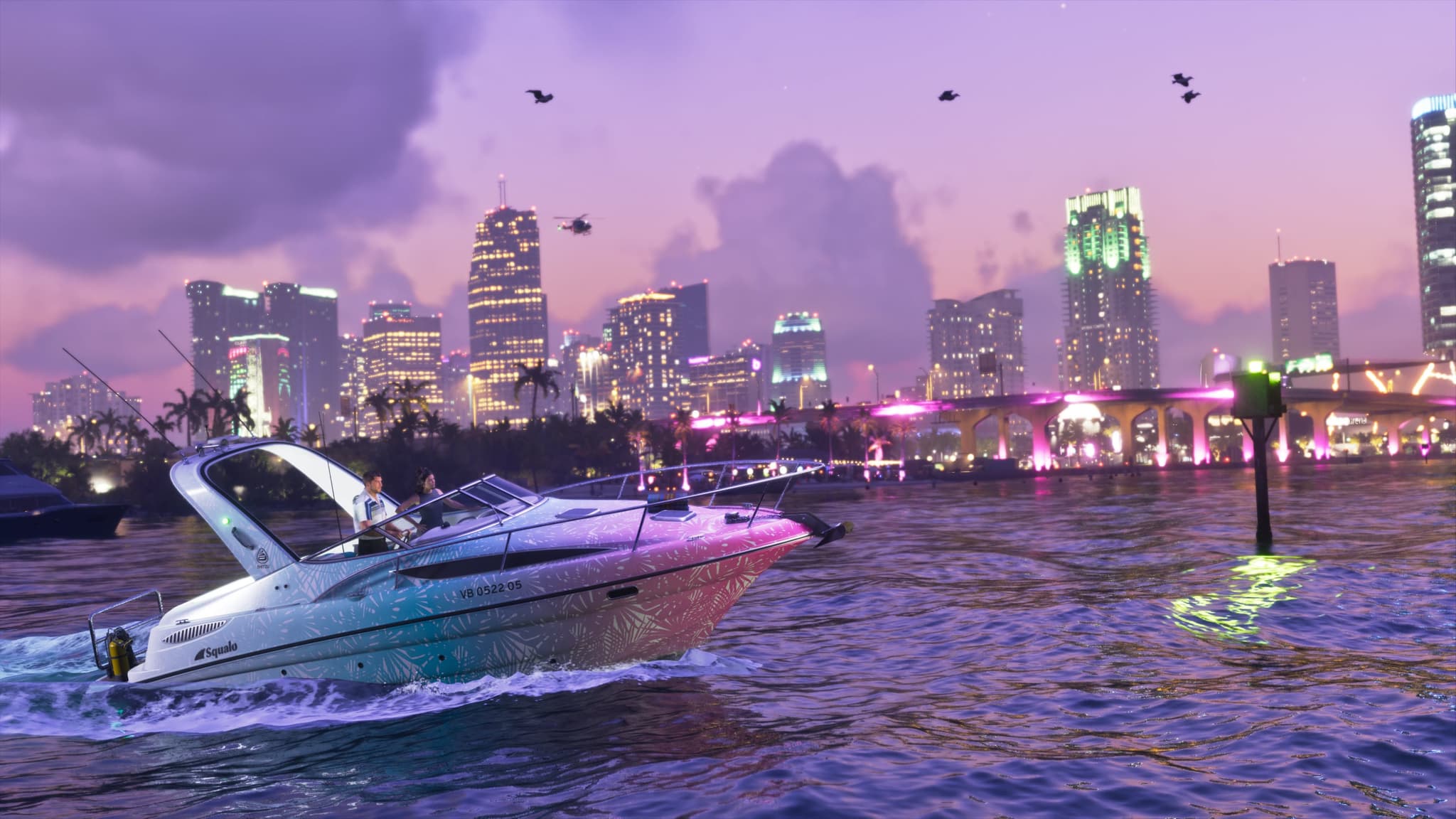 قایقسواری در غروب وایس سیتی — اسکرینشات رسمی GTA 6