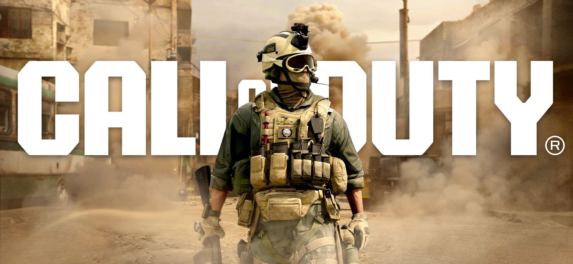 سرباز با تجهیزات کامل جلوی لوگوی Call of Duty؛ تصویر رسمی Call of Duty: Mobile